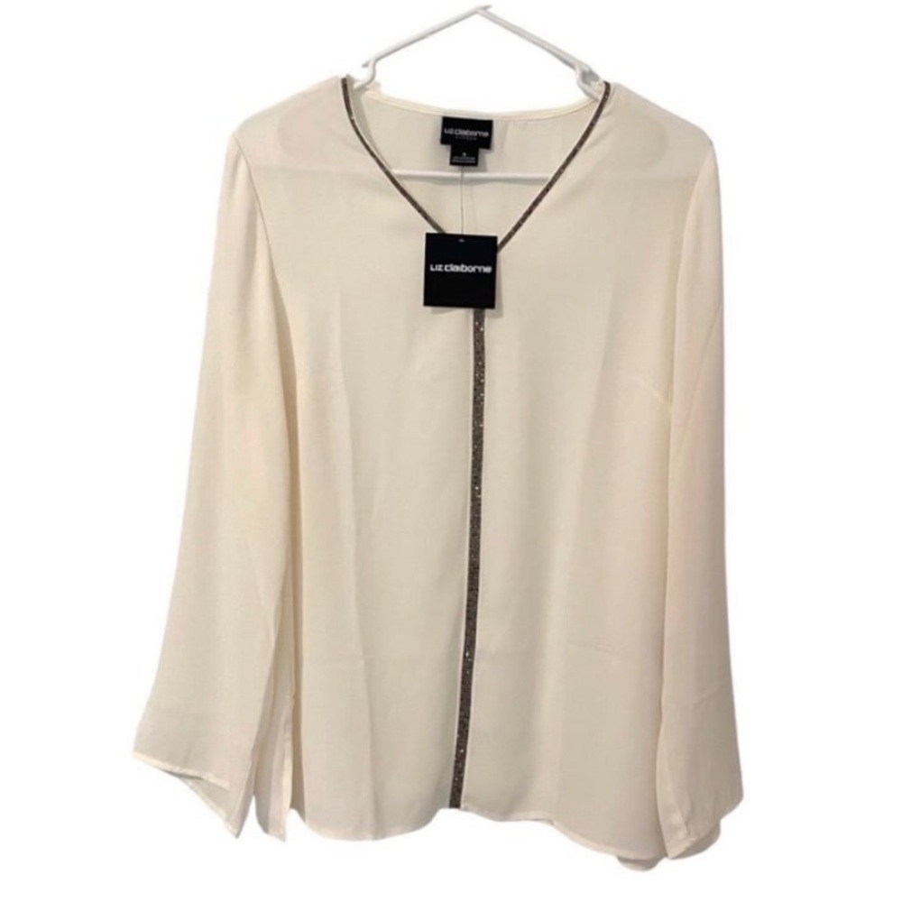 Liz Claiborne Women’s Flowy Lightweight Blouse in White Size Medium NWT